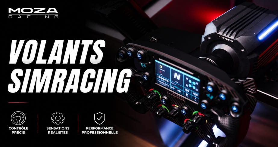 Volants simracing MOZA Racing avec base Direct Drive et volant F1 équipé d’un écran  