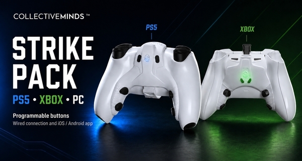 Collective Minds Strike Pack, back buttons for PS5 and Xbox controllers with programmable buttons