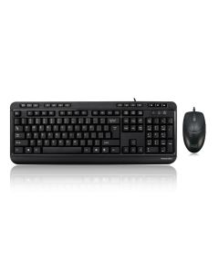 AKB-132CB-FR, Spill-Resistant Antimicrobial Waterproof Multimedia Desktop Keyboard & Mouse wired-USB 