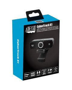 CyberTrack K1, 1080P FULL HD Fixed Focus USB Webcam with Adjustable View Angle Built-in Dual Microphones, Privacy Shutter, Audio/Video Mode Privacy ON/OFF Switch & Tripod Mount