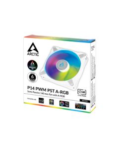 ARCTIC P14 PWM PST A-RGB - Ventilateur boîtier 140mm, contrôle PWM et câble PST, A-RGB, blanc