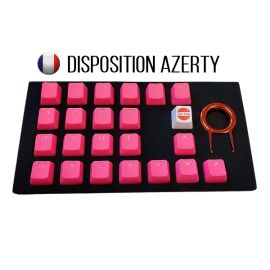 Keycaps TaiHao Double Shot - 22 touches avec grip gomme neon pink - Reconditionné