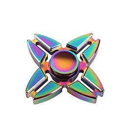 Hand Spinner Quadri MÃ©tal PÃ©trole vue de face