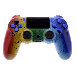 Manette PS4 Custom Rainbow Blue face avant