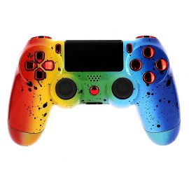 Manette PS4 Custom Rainbow Red  face avant