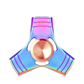 Hand Spinner trio Mark Rainure MÃ©tal pÃ©trole