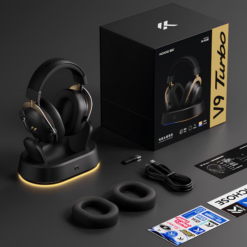Casque gaming sans fil MCHOSE V9 Turbo+ Black & Gold