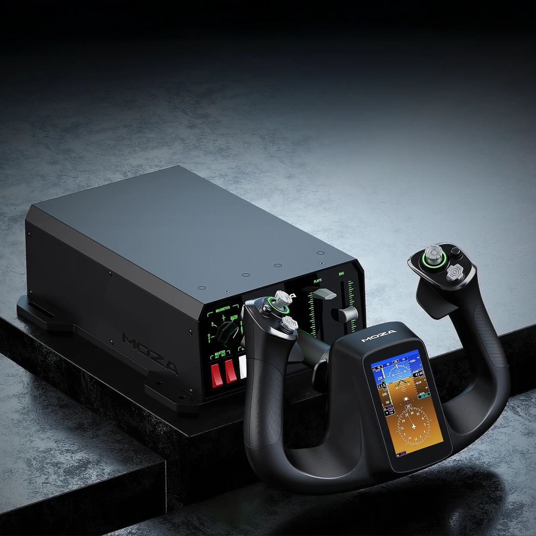Yoke flight sim MOZA MFY Pro avec commandes programmables et éclairage RGB