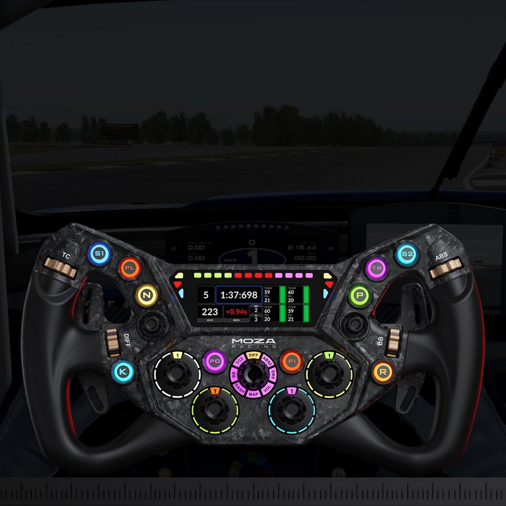 MOZA KS Pro sim racing wheel RGB controls telemetry