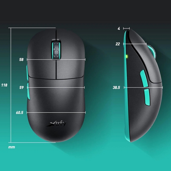 XTRFY M8 WIRELESS - Dimensions