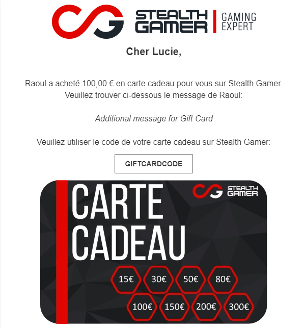 carte cadeau gamer 